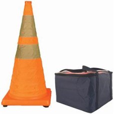 Cortina Pack & Pop Collapsible Cones, 18" w/o Feet, 2 lb ea, Orange, 4/Pkg
